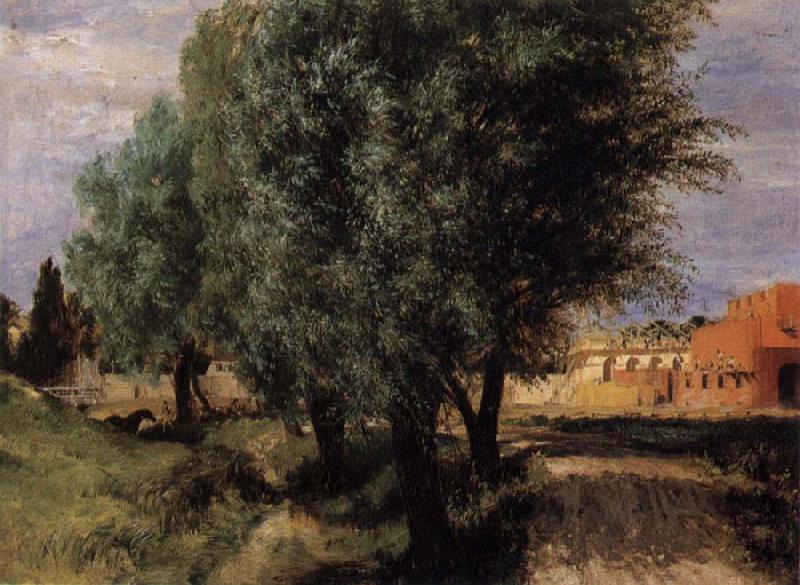 Adolph von Menzel Building Site with Meadow oil painting image